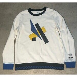 Vans MoMA Art Sweatshirt Pullover Long Sleeve New Womens Mediu White